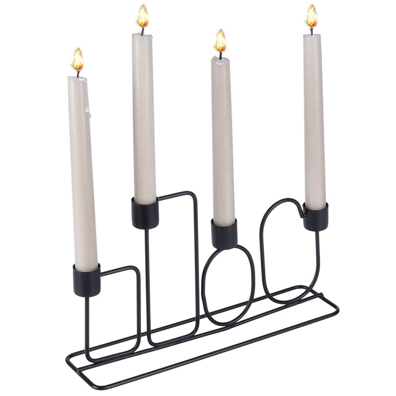 Candle Holder Metal Black for 4 Candles 27x7x16 cm